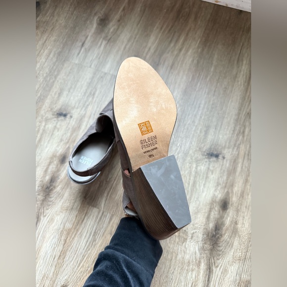 Eileen Fisher Token  Slingback Bootie. Sz 9 Rye Grey Rubles Leather - Picture 4 of 7